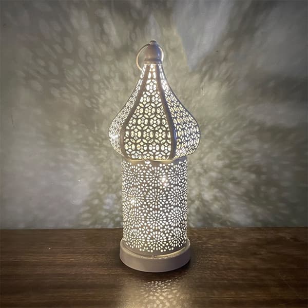 Morocco White Hollow LED Hanging Light Retro Wrought Iron Wind Lantern For Home Small Small