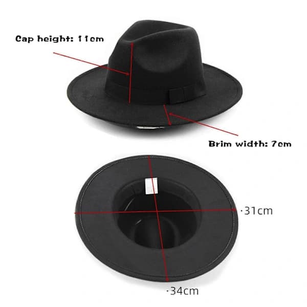 Elegant hatt for kvinner, sammenleggbar ullfilt Outback-hatt, britisk stil, hodeplagg med bred brem og belte, kaffe