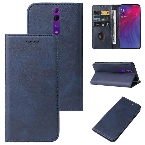 Magnetisk skinnveske til OPPO Reno Z [DB] Blå Blue