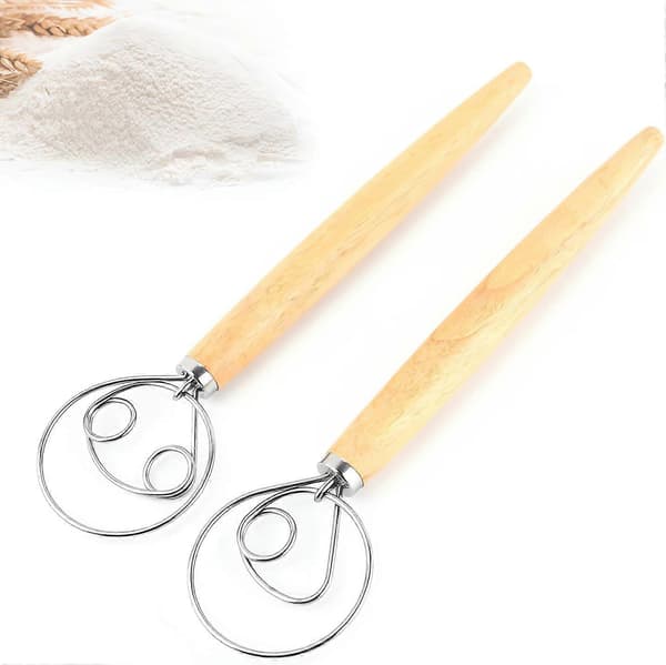 2-pack Professional Dough Whisks, Danish Whisk, Bread Dough Whisk, Egg Whisk, for Baking Bread, Pastries, Dessert