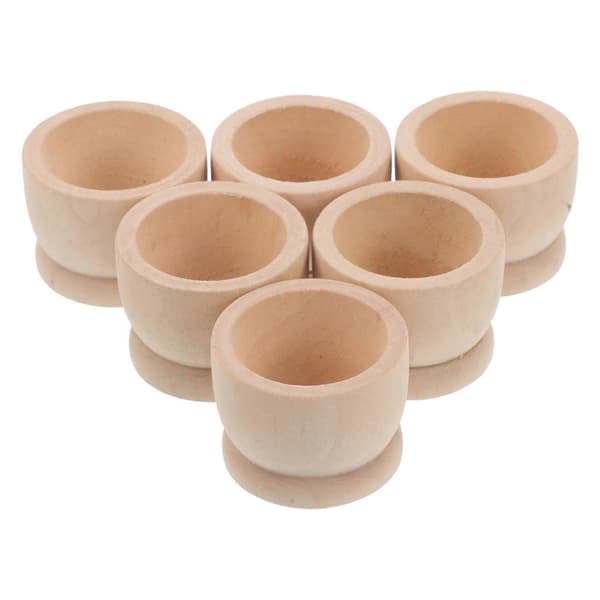 6 Pcs Wooden Egg Holders for Home Decor and Kitchen Countertop, Fresh Egg Display Stand[DB]