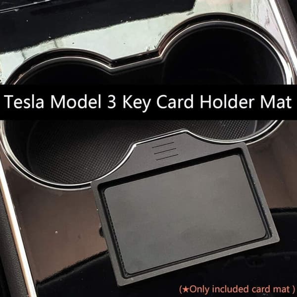 Kortholder til Model 3 Y Midterkonsol Anti-Slip, Blød Silikone Kopholder-måtte Sort