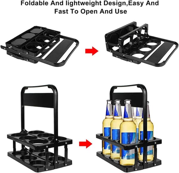 Foldable Plastic Bottle Holder for 6 Bottles, for Bar, BBQ, Picnic, Beer Bottles, Wine