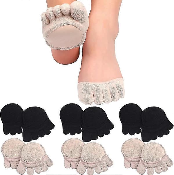 6 Pairs Toe Socks Invisible Socks Five Finger Half Socks Non-Slip