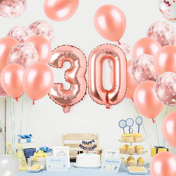30-årsdag, 30-årsdekorasjon, 30 ballongdekorasjon,