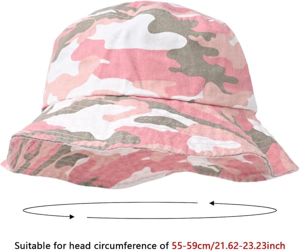 Bob-hatt, huvudaccessoarer, kamouflage, bred brätte rosa - Rosa