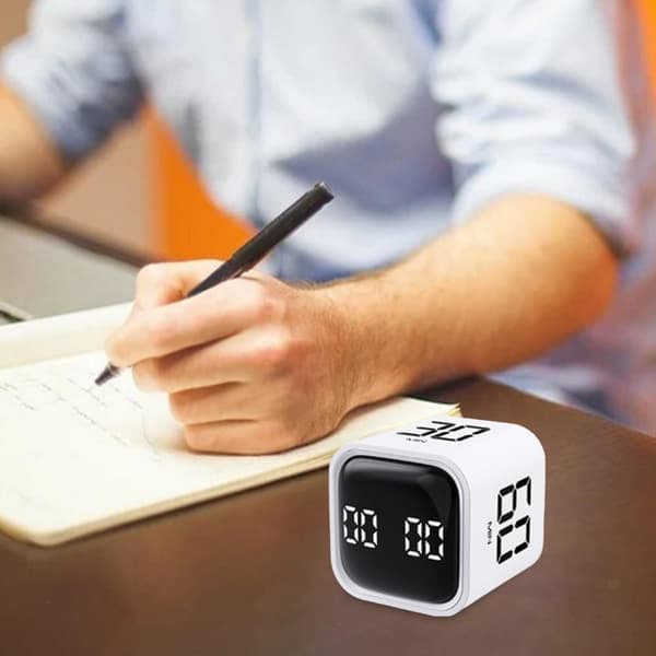 Pomodoro-timer, 5/10/30/60 minutters bordtimer, justerbar vibration og lydstyrke, effektiv arbejdsur