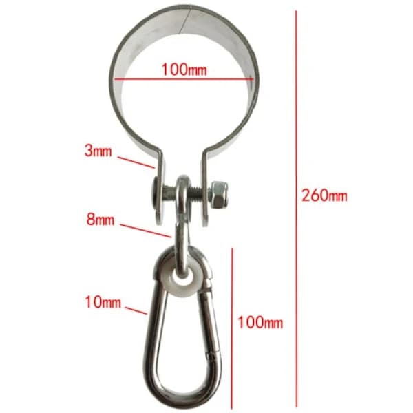 2 Svingfester med karabinkrok for 10 cm runde bjelker - Sikker montering