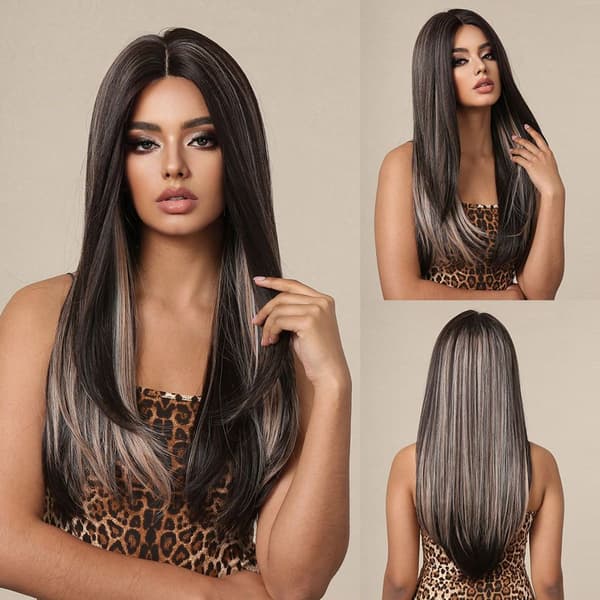 Ombre Real Human Hair Wig, Curly Wavy with Bangs