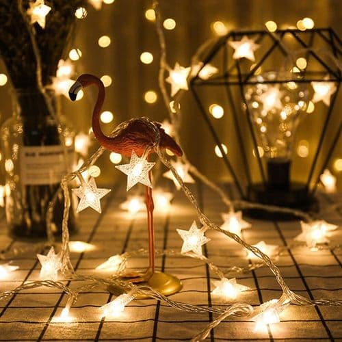 Fairy Lights LED-lyskæder stjerner batteri 6M 40LED stjerner varm hvid