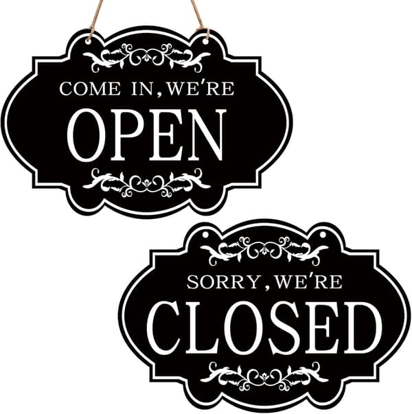 Open Closed Sign (30 x 20 cm), Double-Sided Reversible Welcome In
