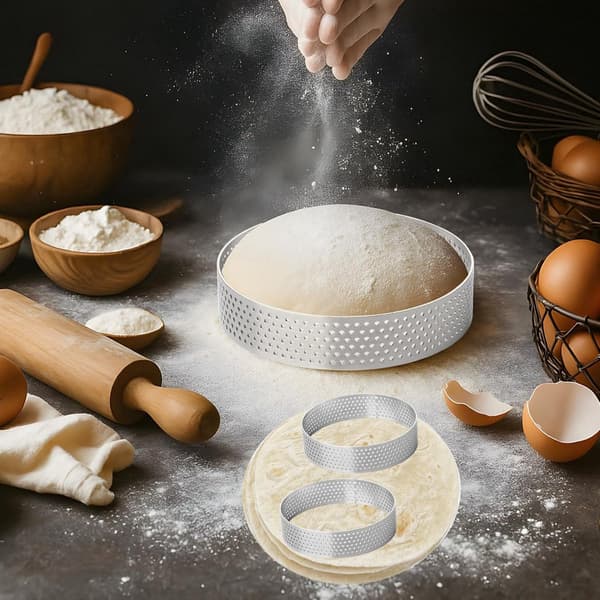 ING Otte 8 cm dessertforme i rustfrit stål - Kan bruges som tærteforme, kageringe og perforerede muffinforme.