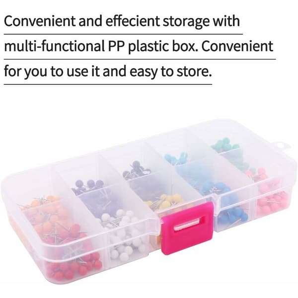 Map Tacks with Round Head, 500 pcs, 1/8 inch, 10 Colors