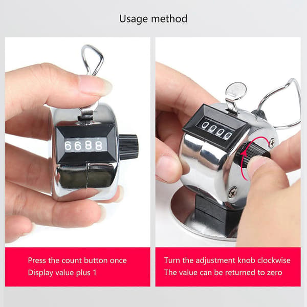 Counter 4-digit click counter, metal hand counter clicker counter for knitting coaching [DB] 1 pack 1 pack