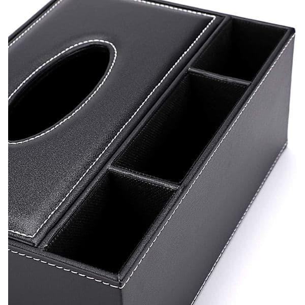 Rectangular Large Tissue Box for Home and Office in PU Leather with Remote Control Storage, Home Organization Box