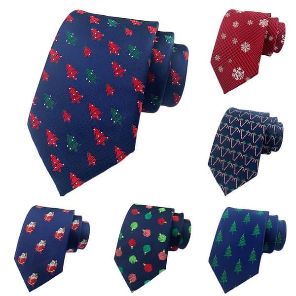 Julslips skrynkelfri bred utsökt justerbar julklapp slät yta snöflinga presentförpackning julslips datum blå