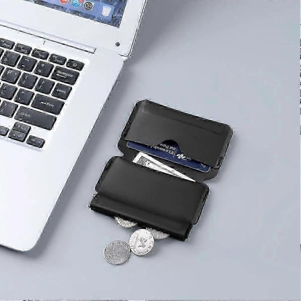 Innovative Folding Wallet for Men with Self-Closing Coin Compartment Durable TPU Material Card Holder Minimalist Magnetic Key Wallet