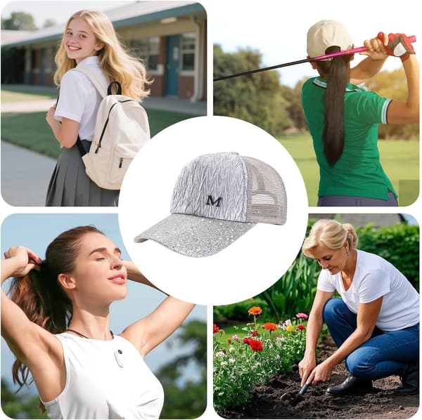baseball caps for men's with visor letters and sequins from Mesh white L Weiß L