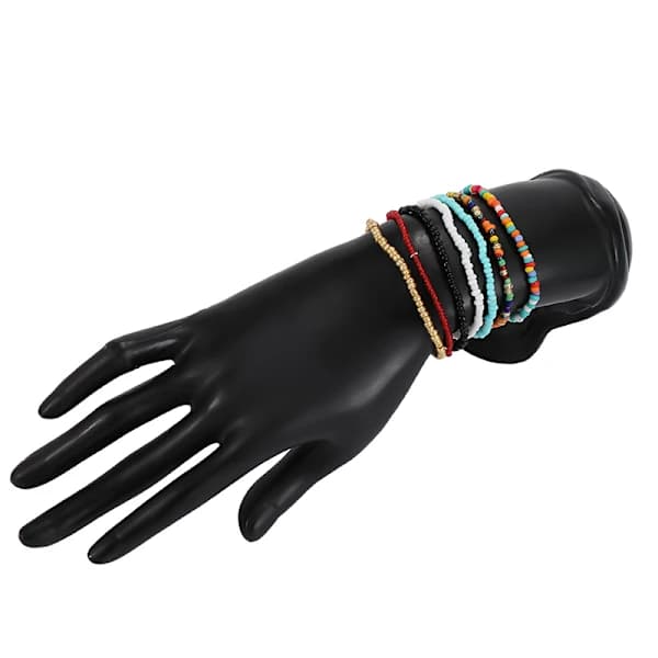 7 st färgglada små pärlor Bohemia armband elastiskt armband set one size