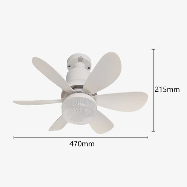 Loftventilator med LED-lys 6 blade Støjsvag luftkøleventilator med timer til camping seng sovesal hvid White