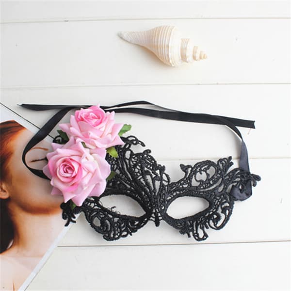2 stykker fløjlsroser masker - Klassisk maskeradebal