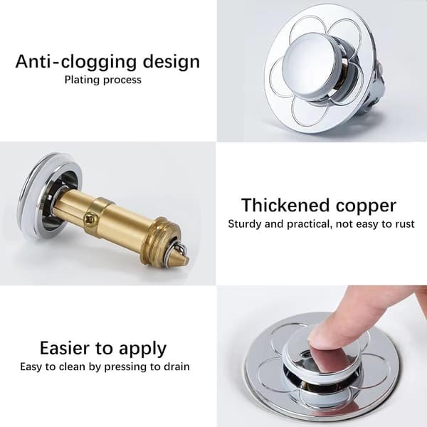 2 universelle foldbare afløbspropper - Pop-Up vaskeprop - Anti-tilstopning - til 34-40 mm afløbshul