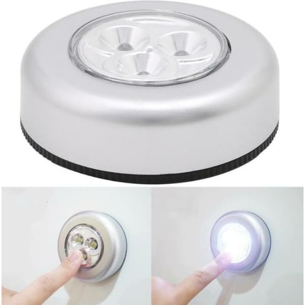 LED-touchlampe, batteridrevet, trykknap, hjem, stick-on-lampe