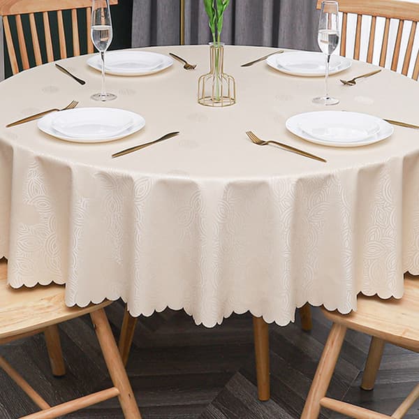 1 Tablecloth - Leaves Beige (Thickened) - 180 cm Round Tablecloth
