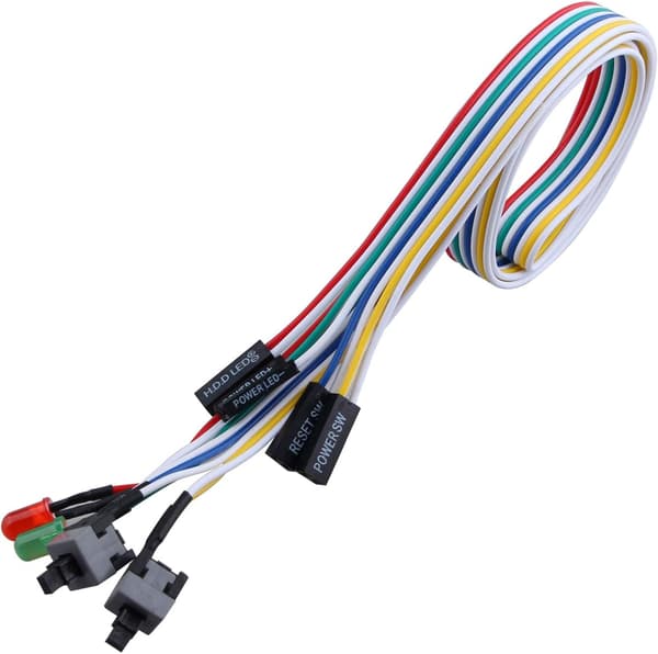65CM 2-pakning PC-strømbryter med LED-kabel og lyskabel 3 i 1 for stasjonær PC ATX-kabinett Kill