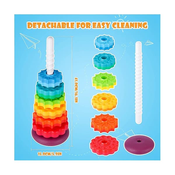 Stableleker for jenter og gutter, 1-3 år, Regnbue Ring Stableleker Julegaver Bursdagsgaver 6 Disker