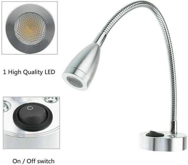 LED Væglampe 12V LED Spot Læselampe Afbryder Autocamper Campingvogn