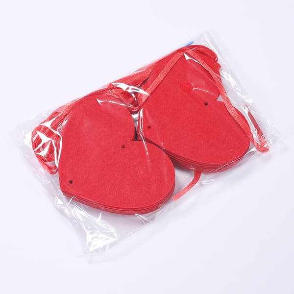 10 Red Felt Garland Hanging String Heart Shaped - No DIY Home