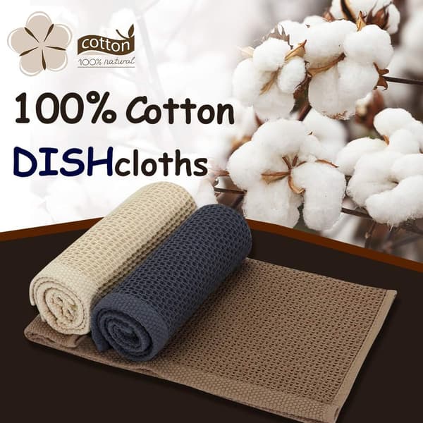 6-pack Bomullsdisktrasor Superabsorberande och Luddfria Diskhanddukar 33 x 33 cm Brun - Grå - Beige