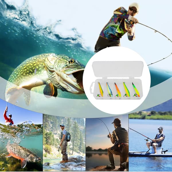Jigfiskesluker, 5 stk, reflekterende, realistiske -