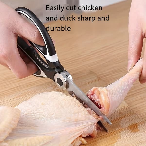 Durable Stainless Steel Kitchen Shears | Sharp Blades, Ergonomic Handle, Multifunctional for Fish, BBQ, Bone Cutting - Cooking, Baking