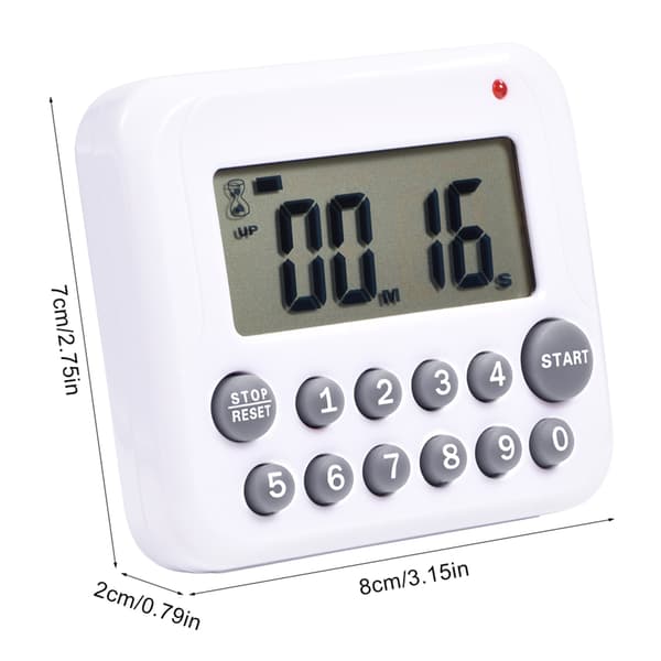 Digital Stor LCD-Timer Kök Matlagning Nedräkningsklocka 99 Minuter Alarm Batteridriven Grå