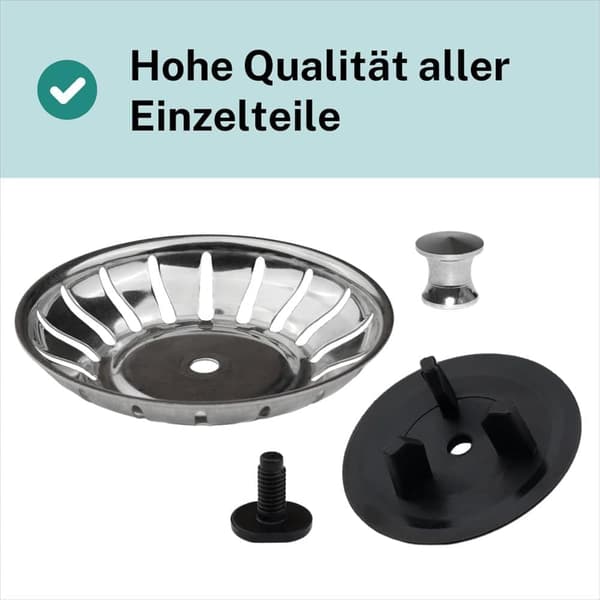 Kurvventil for IKEA Atlant/Domsjö Vask, Ø80 mm, Stål og Gummi