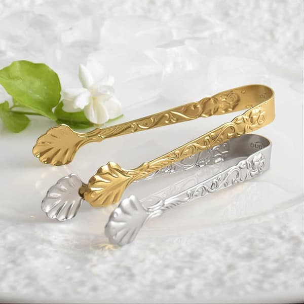 2-pack Sugar Tongs with Rose Handle, Stainless Steel Ice Cube Clips