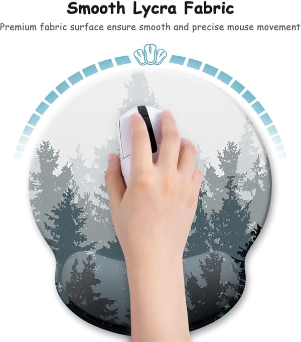 Ergonomisk musemåtte med håndledsstøtte, skov memoryskum håndledsstøtte musemåtter, smertelindrende musemåtte til gaming, arbejde, mænd, kvinder