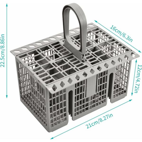 Universal oppvaskmaskinkurv for bestikk med avtakbart håndtak for Hotpoint Indesit Whirlpool Grå