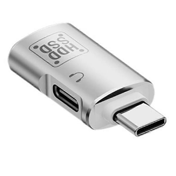 JS-109 Type-C OTG-adapter för digitala headset och USB-minnen, USB-C till Type-C/USB 3.0-omvandlare - Silver