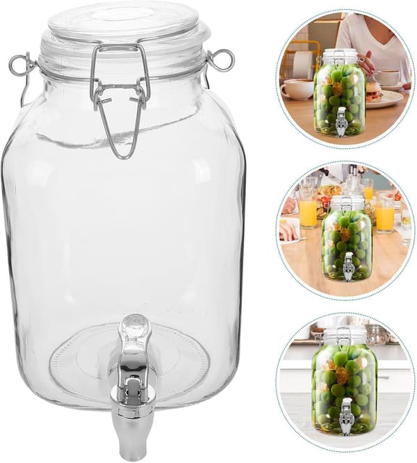 Stor glasburk med lock 3000 ml kapacitet Förtjockad förseglad design