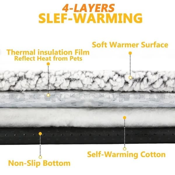 Self-Heating Cat Bed - Improved 2-Layer Heating Pad for Cats, Soft Pet Heating Bed, for Crate or Floor 40x50cm