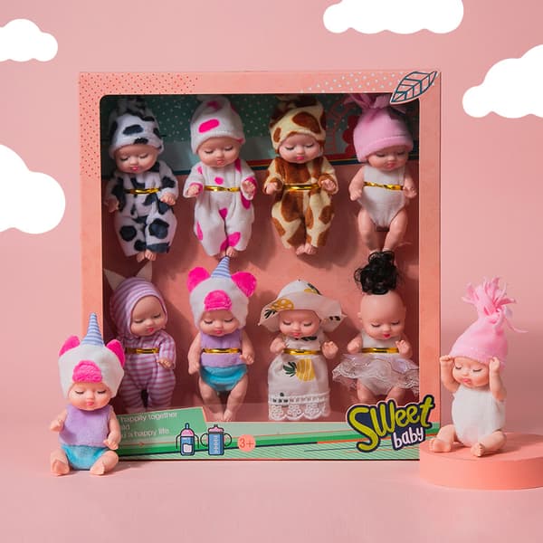 8 st. Sovande Reborn-docka Flickleksaker Presentförpackning Docka Yi Söt Barbie D