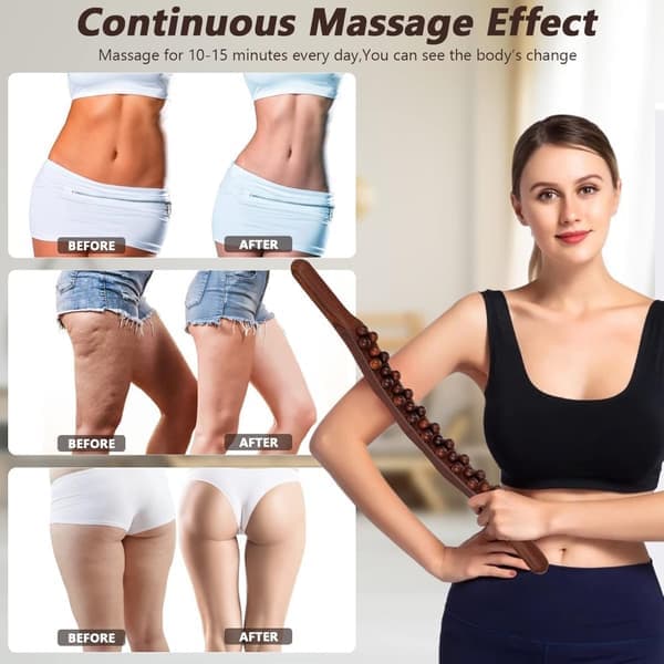 Træmassagepind, 31 kugler, rygmassagerulle, lymfedrænage massage