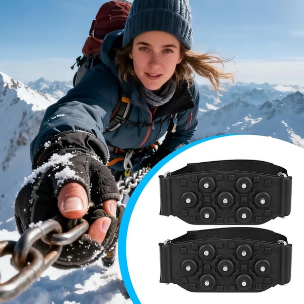 Isbrodder, sklisikre snøgrep, kraftige pigger til sko, elastisk stropp for skofeste, trekkutstyr for vintervandring, fotturer