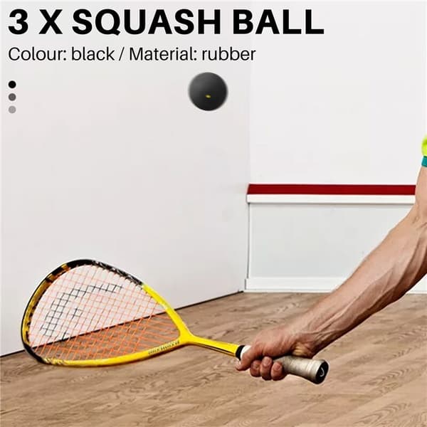 3 squashbolde med en prik, gule, lav hastighed, sport, gummibolde, professionelle spillere, konkurrence squash