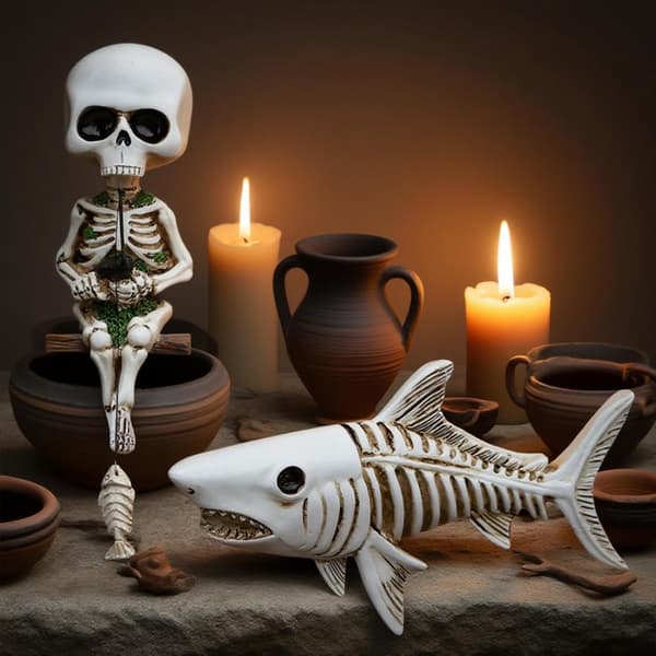 Statue skelet af harpiks, dekoration gotisk, Halloween -