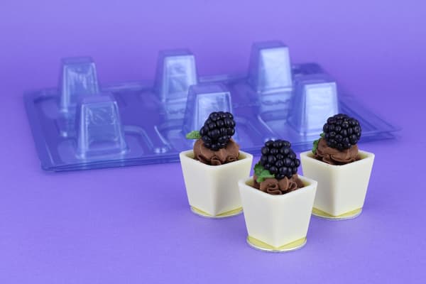 Pralinform Kopp Kuppel Sjokoladeform - BWB 9433 - Spesiell 3-delt form Transparent transparent
