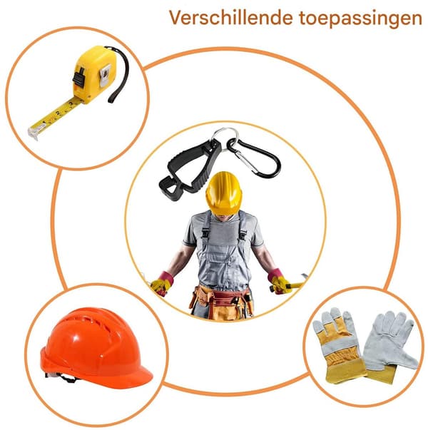 12 Handskeklemmer Holder Arbejdshandske Griber Hjelmkrog til Byggeri Sort